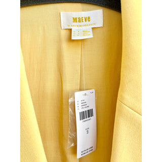 NWT Maeve Long Sleeve Notch Lapel Double-Breasted Blazer Yellow Womens Size US 2