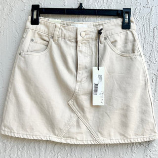 NWT Rolla's High Rise A-Line Claudia Mini Denim Skirt Cream Women's Size 24