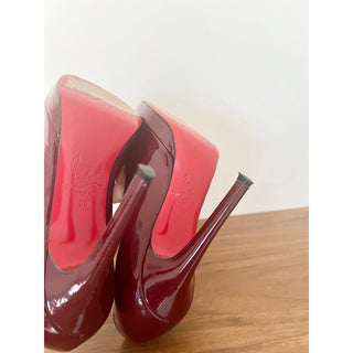 Christian Louboutin Leather Stiletto Heels Pumps Shoes Womens Burgundy 36/6