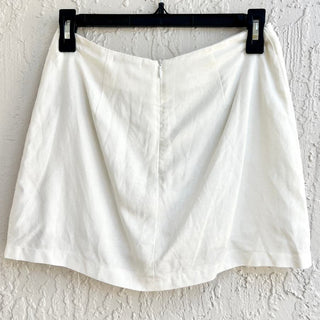 NWT Market Linen Blend Slit A-Line Mini Skort Skirt White Women's Size Medium