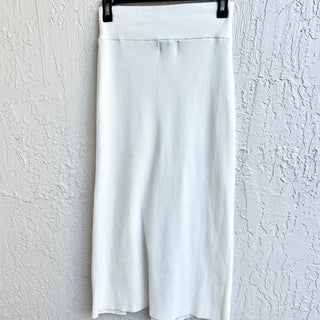 NWT Michael Costello x Revolve Rib Knit Pull On Midi Skirt White Women's Small