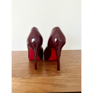 Christian Louboutin Leather Stiletto Heels Pumps Shoes Womens Burgundy 36/6