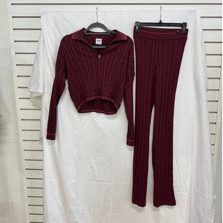 Gymshark Rest Day Cable Knit Pullover & Loungewear Pants Set Red Women's Size XS