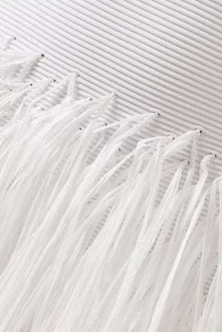 Aje. Rushes Raffia Tierred Fringe Knit Open Back Mini Dress White Womens Size XS