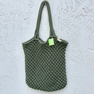 NWOT The Beach People Macrame 100% Cotton Cord Crochet Tote Bag Green Women's