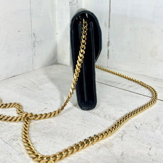 YSL Yves Saint Laurent Cassandre Leather Envelope Crossbody Bag With Chain Strap