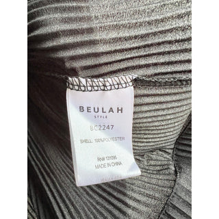 BEULAH Style Puff Sleeve Pleated Bow Tie Top Blouse Black Women's Size F / M