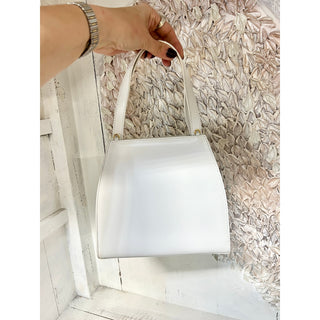 CELINE Gancini Leather Crossbody Shoulder Handbag White with Dust Bag