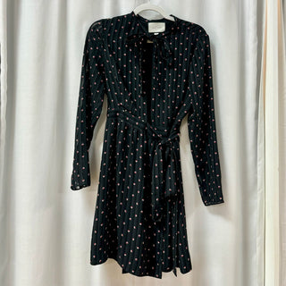 Alexis Leila Polka Dot Long Sleeve Tie Neck Mini Dress Rio Print Women's Size L