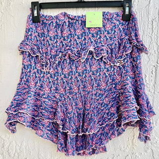 Berenice Asymmetrical Ruffle Textured Floral Mini Skirt Purple Womens FR 38/US 6