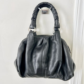 Boss Hugo Boss Black Leather Pleated Handbag Women's
