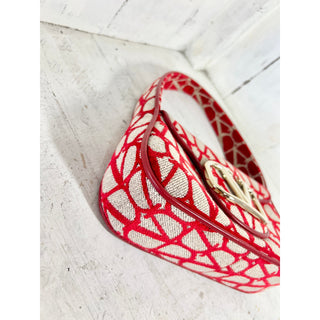 NWT Valentino Garavani Iconographe Loco Canvas Envelope Hobo Bag Red One Size