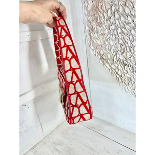 NWT Valentino Garavani Iconographe Loco Canvas Envelope Hobo Bag Red One Size