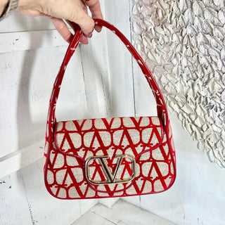 NWT Valentino Garavani Iconographe Loco Canvas Envelope Hobo Bag Red One Size
