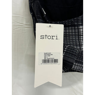 NWT Stori Endurance Plaid Print Padded Sports Bra Black/White/Gray Women's US 2