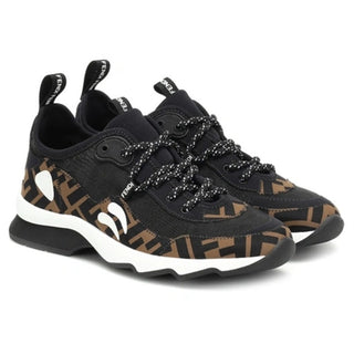 Fendi FF Freedom Patchwork Low Top Technical Mesh Sneakers Black Tobacco 39 / 9