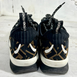 Fendi FF Freedom Patchwork Low Top Technical Mesh Sneakers Black Tobacco 39 / 9
