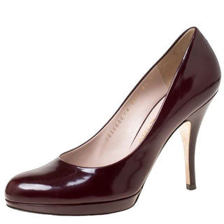 Christian Louboutin Leather Stiletto Heels Pumps Shoes Womens Burgundy 36/6