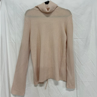 A.L.C. Markell Wool-Cashmere Turtleneck Lace-Up Back Knit Sweater Light Pink S