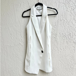 Alexis Sleeveless Cutout Single Button Tunic Vest Blazer White Women's Size XS