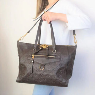 Louis Vuitton Embossed Leather Terre Monogram Empreinte Lumineuse PM Bag Brown