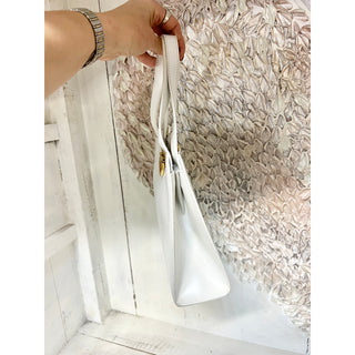 CELINE Gancini Leather Crossbody Shoulder Handbag White with Dust Bag