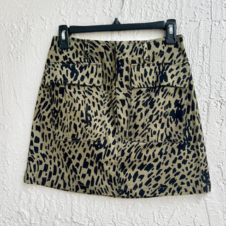 Zara Printed Flap Pocket A-Line Mini Skirt Olive Green Black Women's Size US S