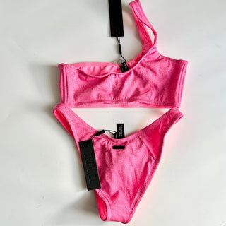 NWT Triangl Melrose One Shoulder Bikini Top & Bottom Set Pink Women's Size Small