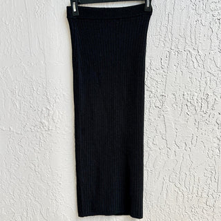 Camila Coelho Joss Pull On High Waisted Knit Midi Skirt Black Women's Size XS