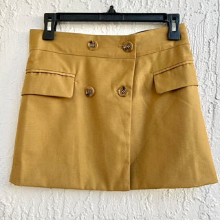 Nonchalant Label Parker Buttoned Wrap A-Line Mini Skirt Brown Women's Size XS