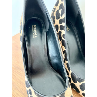 Michael Kors Dyed Hair Cow Fur Leather Pump Shoes Black Cream Women's Size 9.5