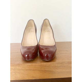 Christian Louboutin Leather Stiletto Heels Pumps Shoes Womens Burgundy 36/6