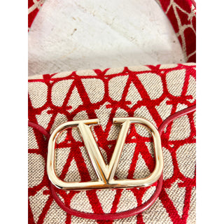 NWT Valentino Garavani Iconographe Loco Canvas Envelope Hobo Bag Red One Size