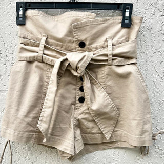 Marissa Webb Gia High Waist Belted Button Front Canvas Shorts Beige Women's Sz 0