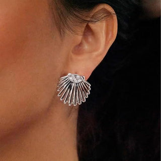 NWT Ettika Santorini Shell Silver Plated Studs Earrings Silver Plated Statement