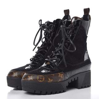 Louis Vuitton Suede Calfskin Monogram Laureate Platform Desert Boots 37/US 6.5