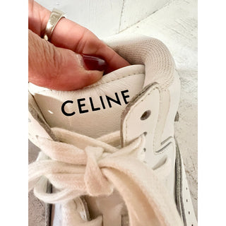Celine CT-01 Z Leather Trainer High Top Sneakers Optic White Women's Size 36/5.5