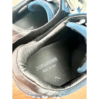 Zadig&Voltaire Suede Leather Studded Jungle Clous Sneakers Blue Womens Sz 37/7