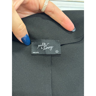 NWT Milk & Honey High Waisted Trouser Pants With Button Accent Black Women's M