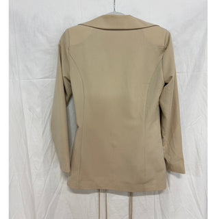 NWT Misook Modern Single Button Jacket with Lace Tie Detail Biscotti Women's XS