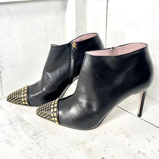 Gucci Coline Leather Studded Pointed Stilettos Ankle Boots Black Women's 40 / 9