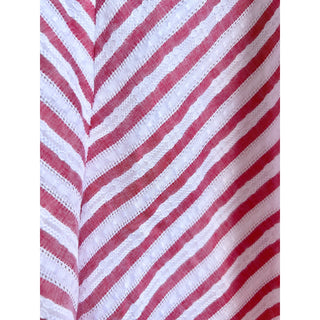 NWT Fanco Coral Stripe High Low Hem Ruffle Maxi Skirt Tie Waist Red Womens Small