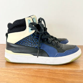 Puma x Alexander McQueen Leather Mid Top Sneaker Shoes Black Women's Size US 6.5