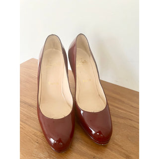 Christian Louboutin Leather Stiletto Heels Pumps Shoes Womens Burgundy 36/6