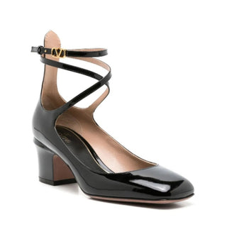 Valentino Garavani Tan-Go Patent-Leather Ankle Strap Pumps Black Women's 40/9.5