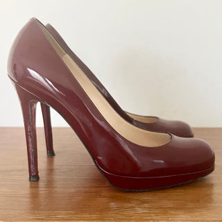 Christian Louboutin Leather Stiletto Heels Pumps Shoes Womens Burgundy 36/6
