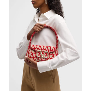 NWT Valentino Garavani Iconographe Loco Canvas Envelope Hobo Bag Red One Size