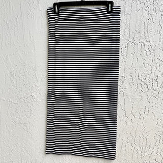 ATM Anthony Thomas Melillo Striped Pull On Midi Slit Skirt White Black Women S