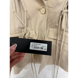 NWT Misook Modern Single Button Jacket with Lace Tie Detail Biscotti Women's XS