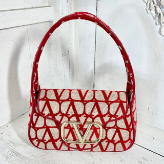 NWT Valentino Garavani Iconographe Loco Canvas Envelope Hobo Bag Red One Size
